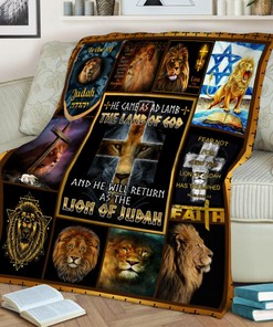 Tribe of Judah Lion Quilt Blanket, Symbol of Strength