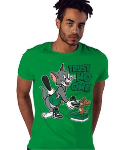 Trust No One Cat And Mouse Shirt Match Jordan 1 Celtic Lucky Green Shirt In Color Iris Green