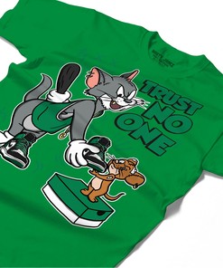 Trust No One Cat And Mouse Shirt Match Jordan 1 Celtic Lucky Green Shirt In Color Iris Green
