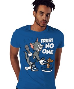 Trust No One Cat And Mouse Shirt Match Jordan 1 High OG True Blue Shirt In Color Royal