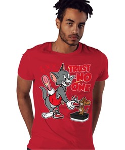 Trust No One Cat And Mouse Shirt Match Jordan 1 Spiderman Across the Spider-Verse Shirt In Color Red