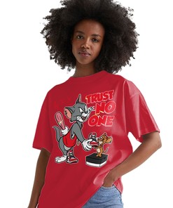 Trust No One Cat And Mouse Shirt Match Jordan 1 Spiderman Across the Spider-Verse Shirt In Color Red