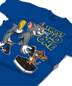 Trust No One Cat And Mouse Shirt Match Jordan 14 Laney Shirt In Color Royal