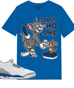 Trust No One Cat And Mouse Shirt Match Jordan 3 Wizards Shirt In Color Royal