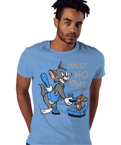 Trust No One Cat And Mouse Shirt Match Jordan 5 University Blue Shirt In Color Carolina Blue