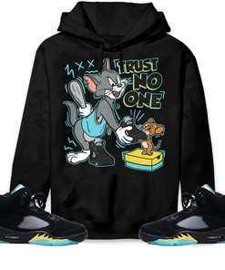 Trust No One Cat And Mouse Unisex Hoodie Sweatshirt Match Jordan 5 Aqua