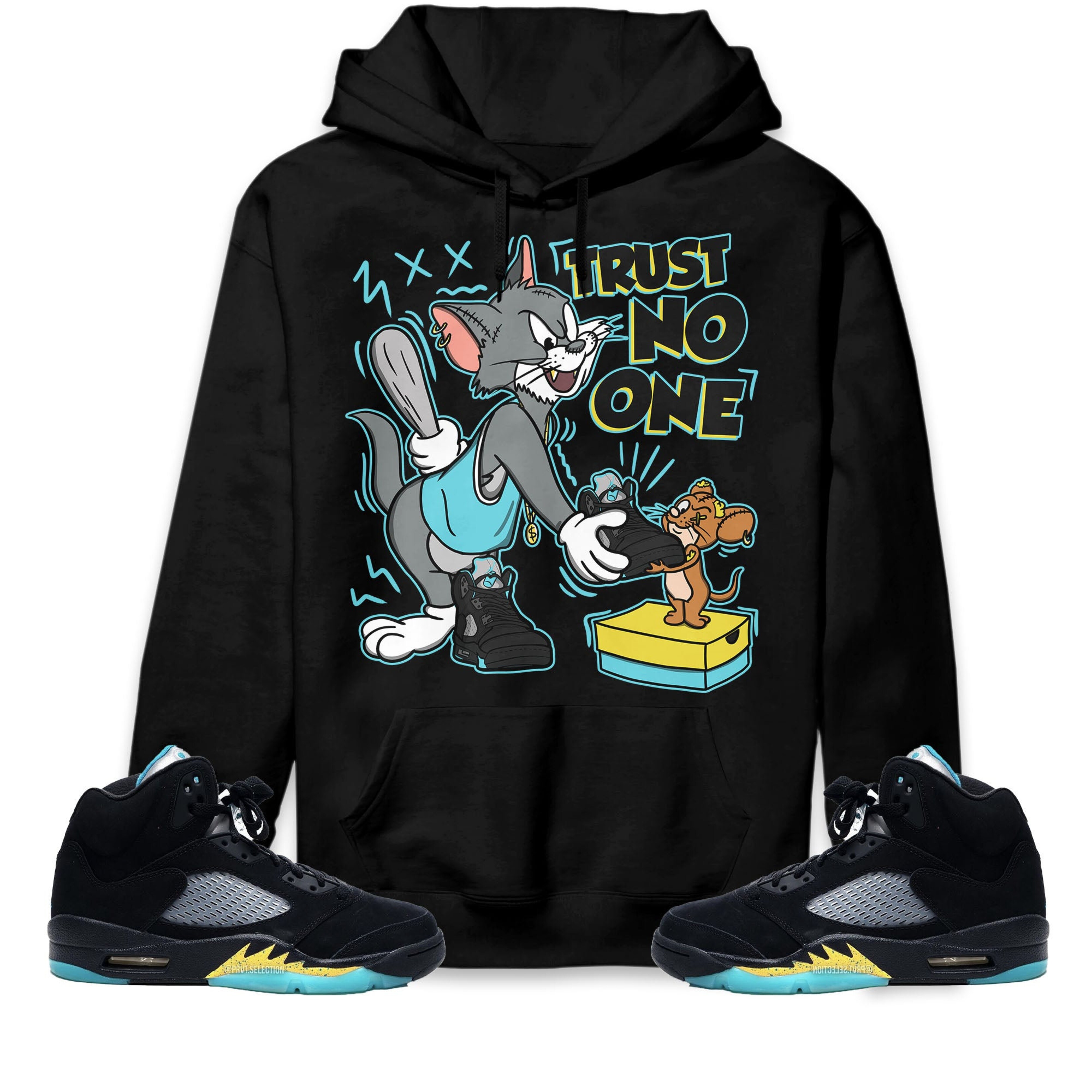 Trust No One Cat And Mouse Unisex Hoodie Sweatshirt Match Jordan 5 Aqua