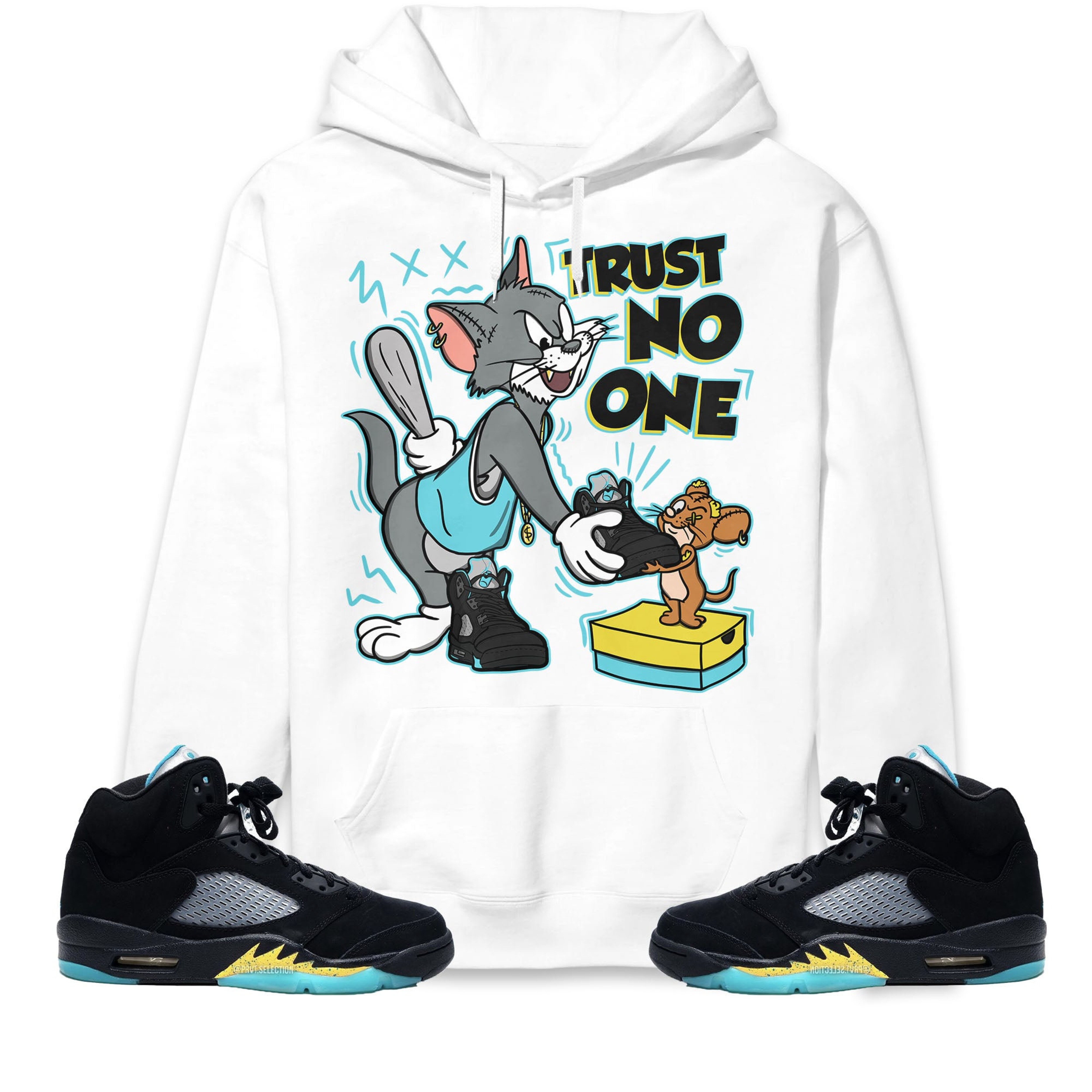 Trust No One Cat And Mouse Unisex Hoodie Sweatshirt Match Jordan 5 Aqua
