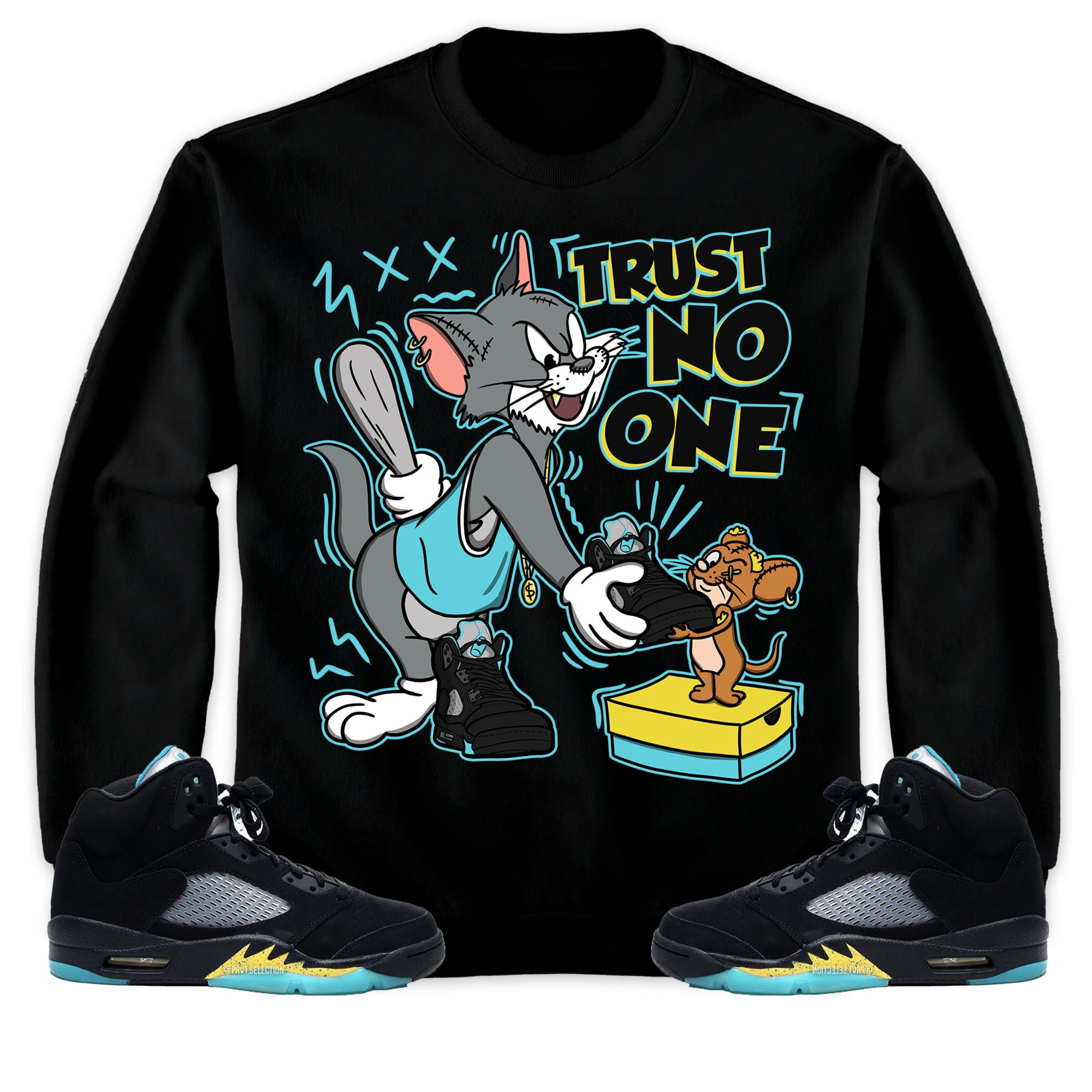 Trust No One Cat And Mouse Unisex Hoodie Sweatshirt Match Jordan 5 Aqua