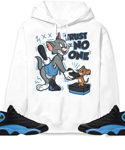 Trust No One Cat And Mouse Unisex Sweatshirt Hoodie Match Jordan 13 Black University Blue