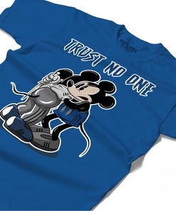 Trust No One Mickey Shirt Match Jordan 1 High OG True Blue Shirt In Color Royal