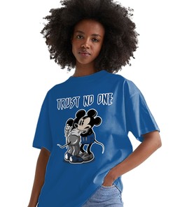 Trust No One Mickey Shirt Match Jordan 1 High OG True Blue Shirt In Color Royal