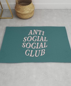 Turquoise Blue Anti Social Social Club Home Decor Rug - Stylish Rug for Hot Rod Lovers