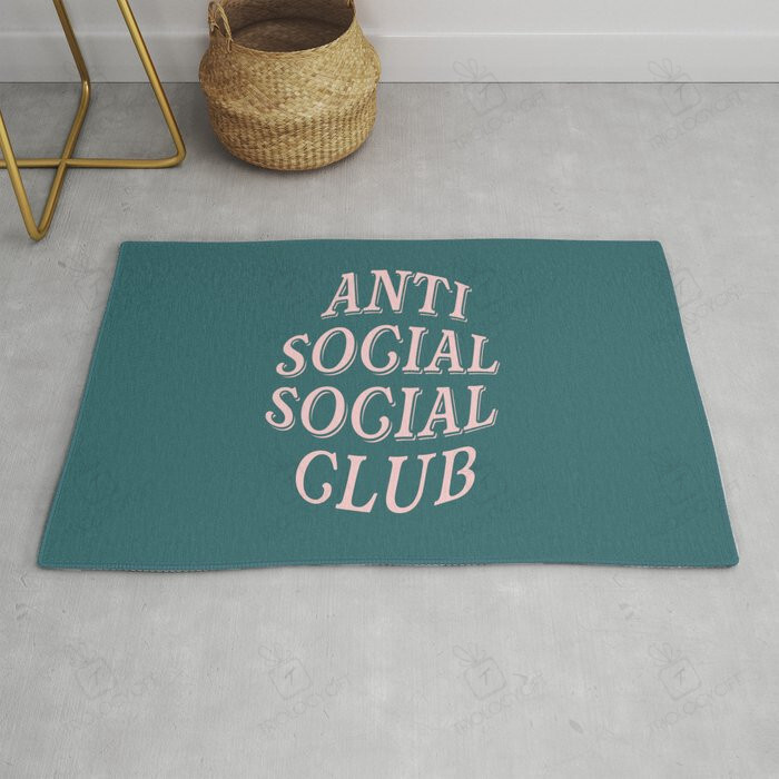 Turquoise Blue Anti Social Social Club Home Decor Rug - Stylish Rug for Hot Rod Lovers
