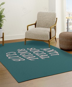 Turquoise Blue Anti Social Social Club Home Decor Rug - Stylish Rug for Hot Rod Lovers