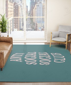Turquoise Blue Anti Social Social Club Home Decor Rug - Stylish Rug for Hot Rod Lovers