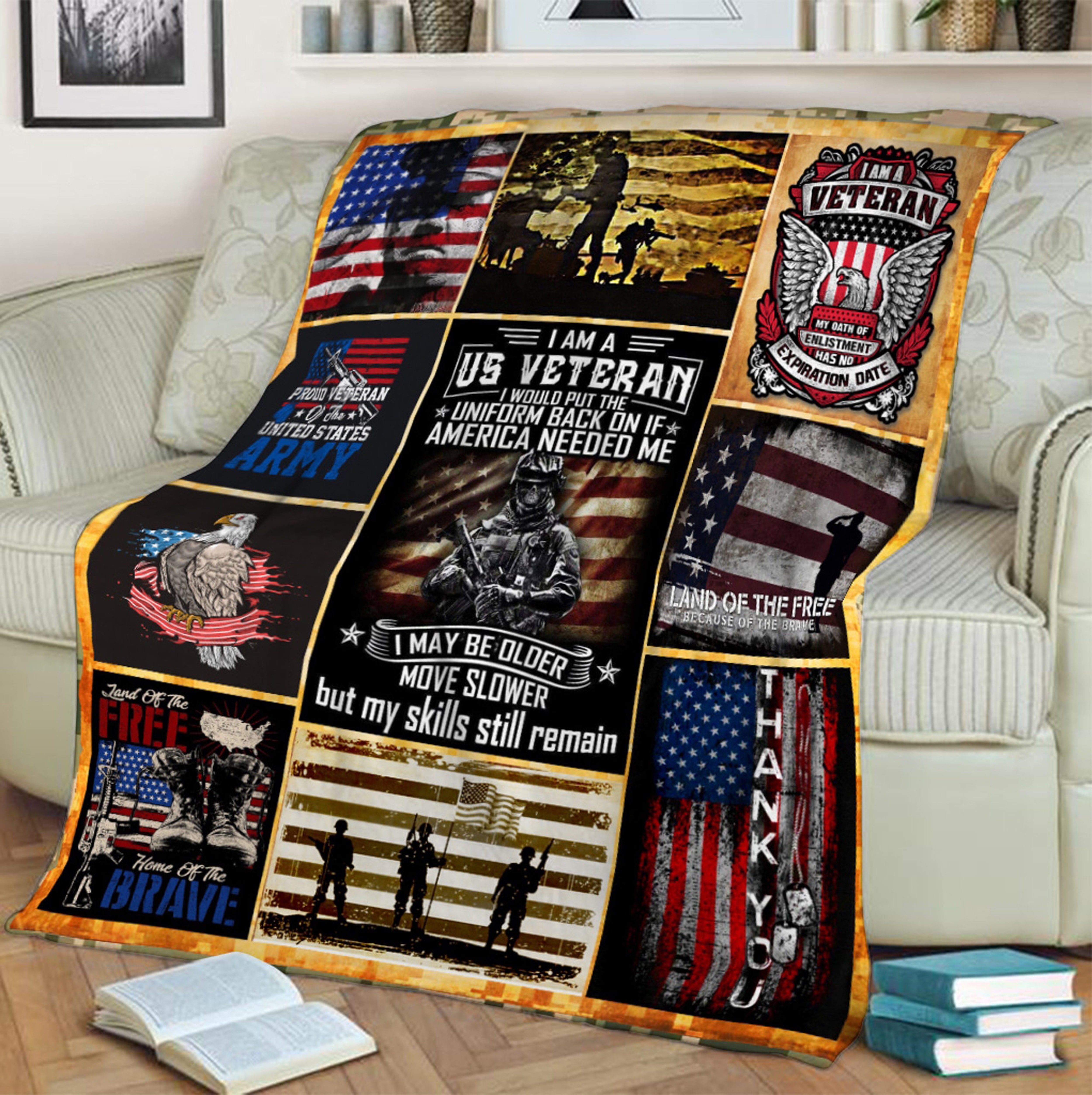 US Veteran Army Quilt Blanket, Support Our Soldiers