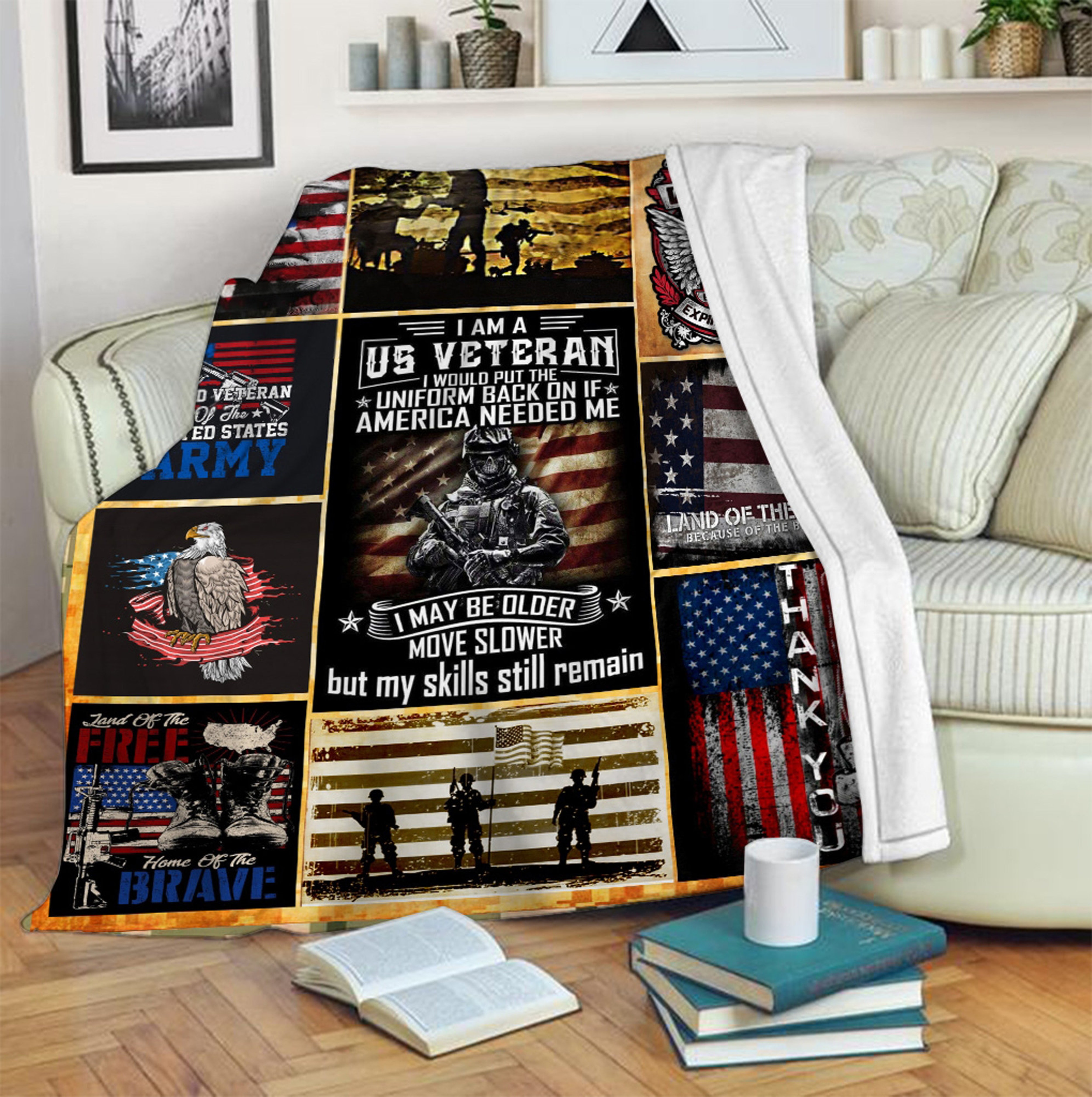 US Veteran Army Quilt Blanket, Support Our Soldiers