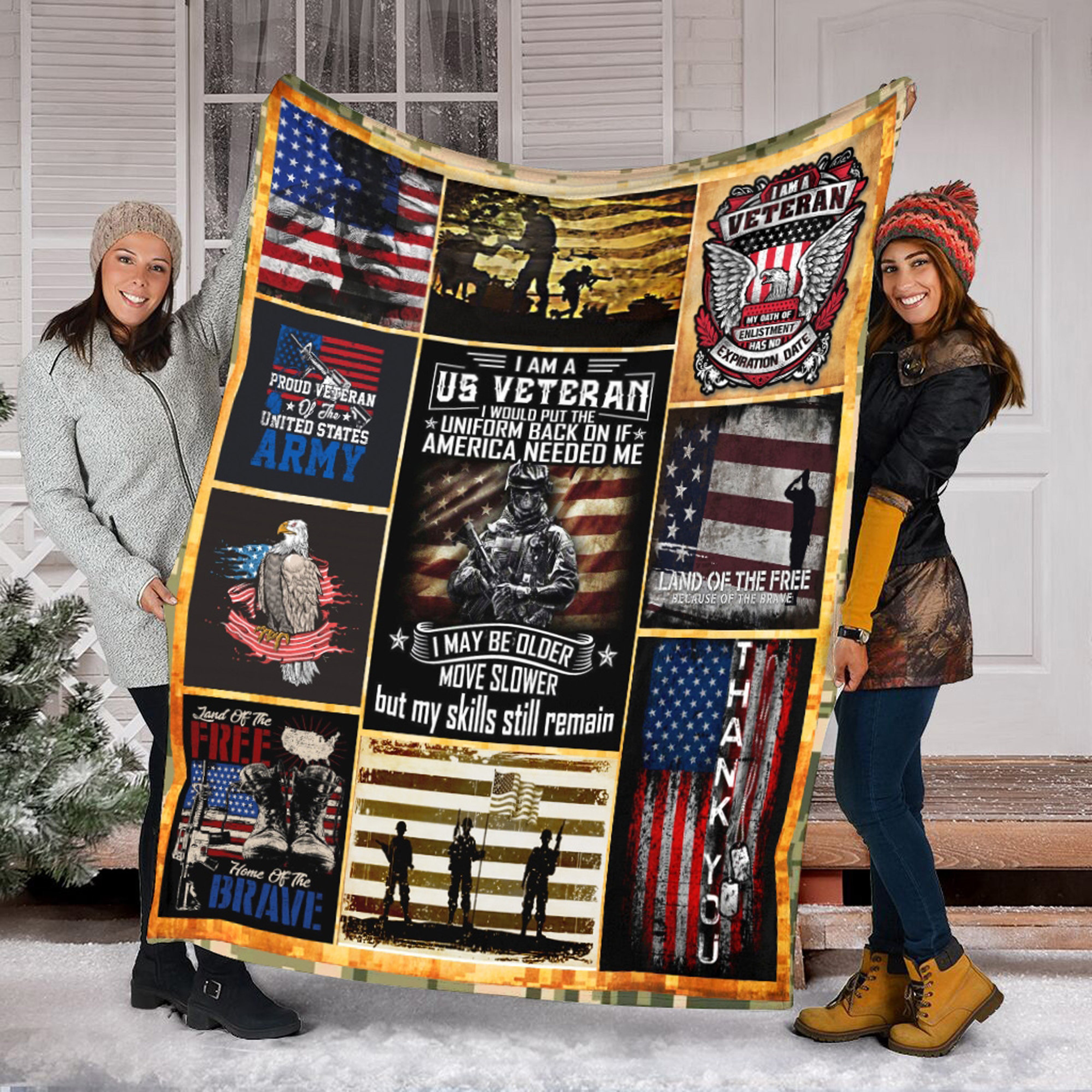US Veteran Army Quilt Blanket, Support Our Soldiers