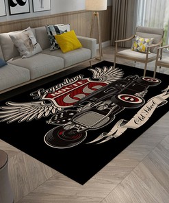 Vintage American Hot Rod Route 66 Area Rug - Classic Design for Hot Rod Lovers