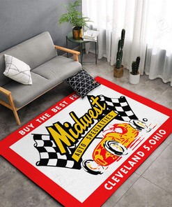 Vintage Hot Rat Rod Drag Racing Rug for Garage Decor