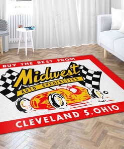 Vintage Hot Rat Rod Drag Racing Rug for Garage Decor