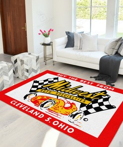 Vintage Hot Rat Rod Drag Racing Rug for Garage Decor