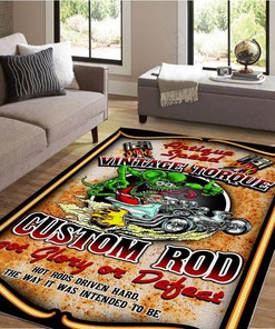 Vintage Torque Custom Hot Rod Area Rug Hot Rod Rug for Garage