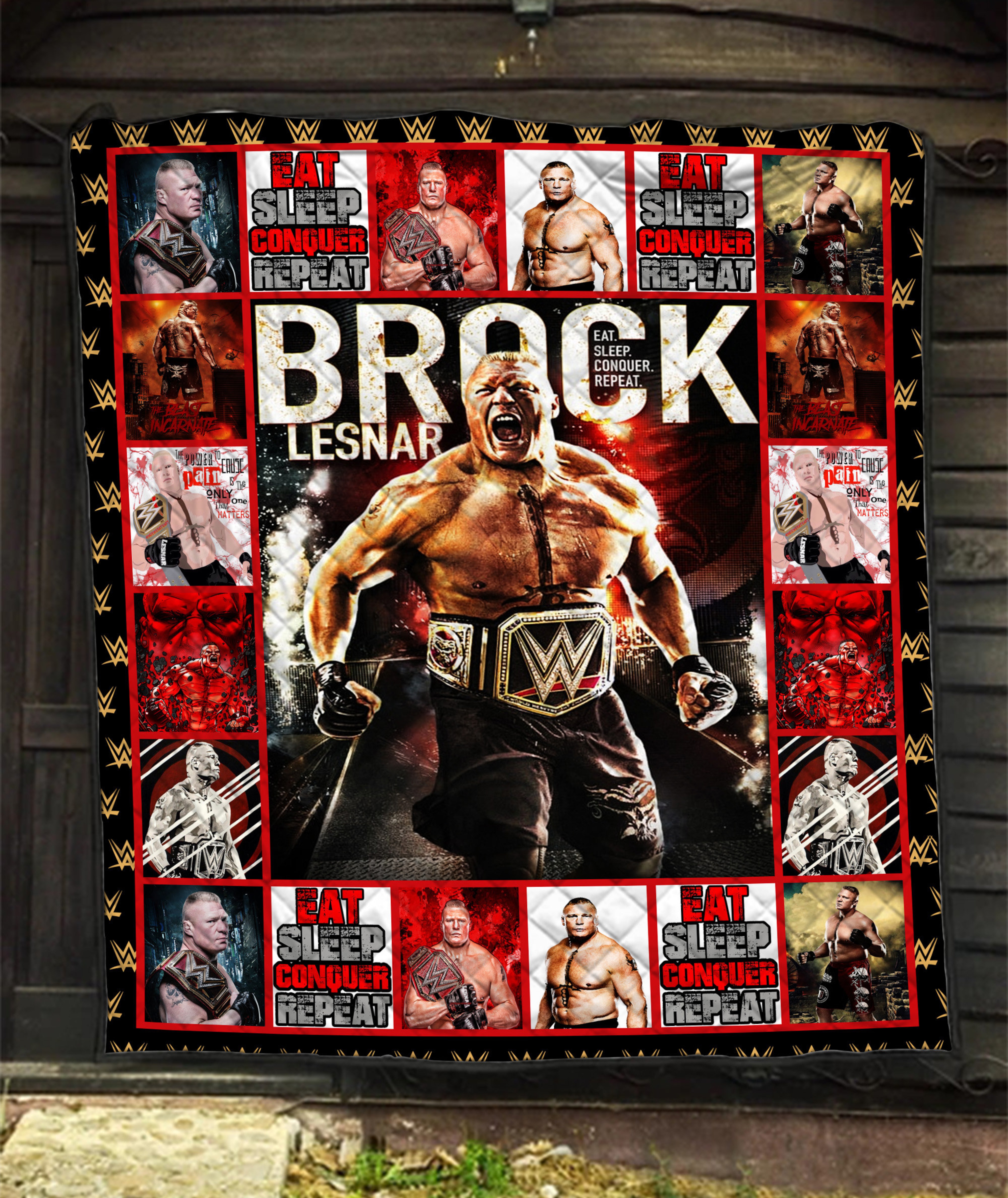 WWE Fans Gift Quilt Bedding Set Blanket, Personalized Brock Lesnar Quilt Blanket for Bedroom Decor