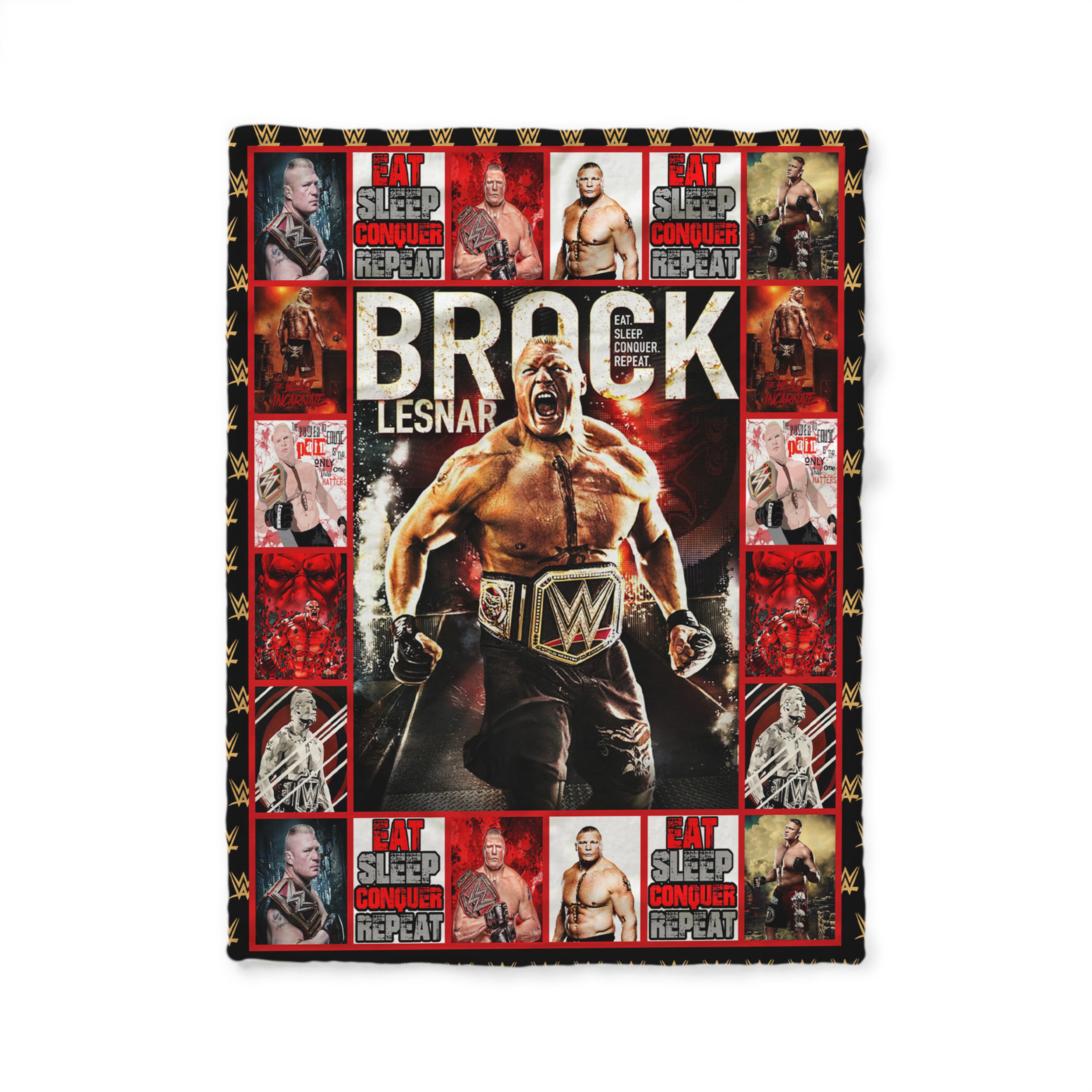 WWE Fans Gift Quilt Bedding Set Blanket, Personalized Brock Lesnar Quilt Blanket for Bedroom Decor
