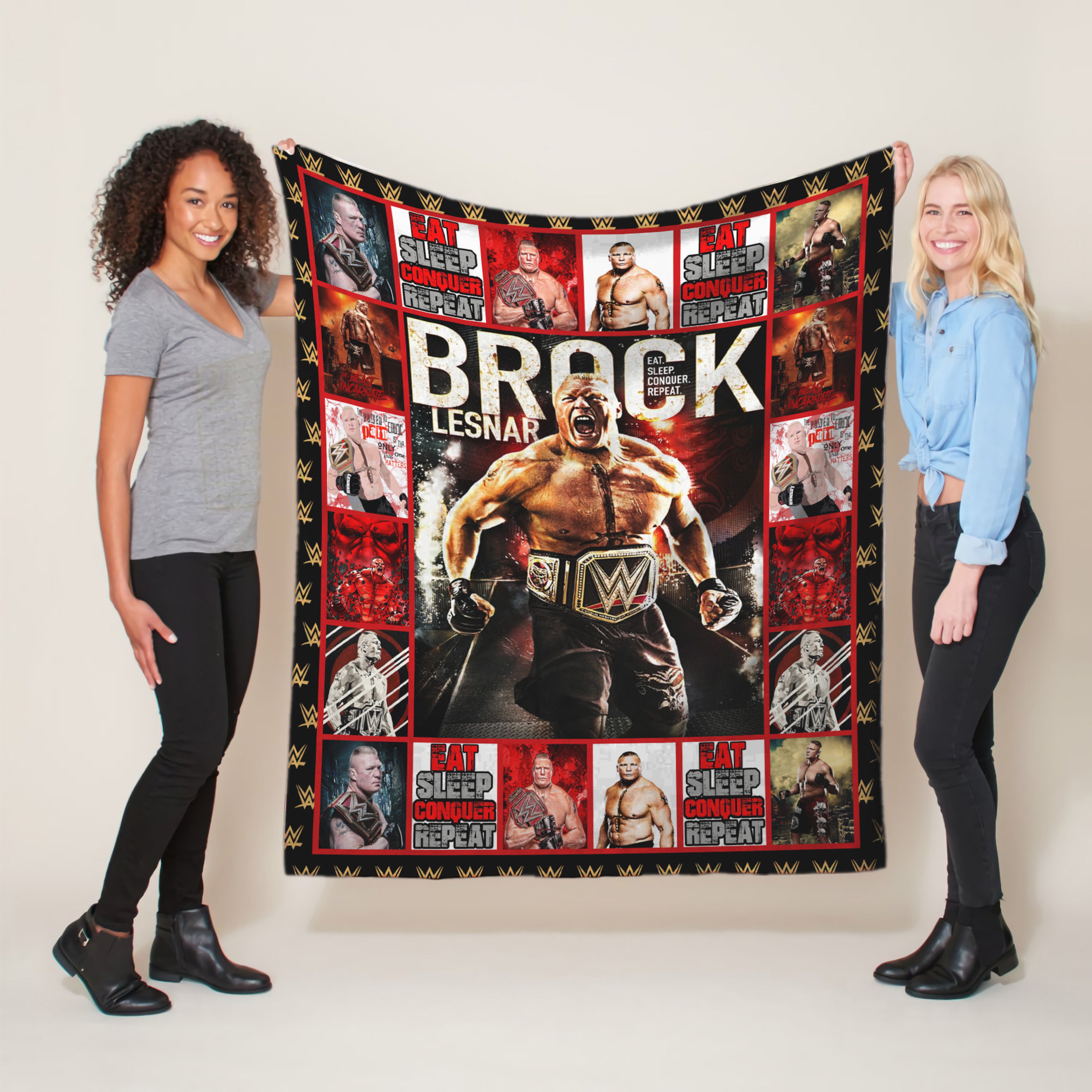 WWE Fans Gift Quilt Bedding Set Blanket, Personalized Brock Lesnar Quilt Blanket for Bedroom Decor