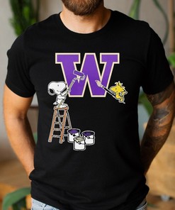 Washington Huskies Snoopy And Woodstock Painting Logo Shirt for Fans