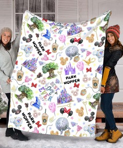 Watercolor Park Hopper Quilt Blanket, Best Day Ever, Vacation Trip, Park Blanket, Matching Family Blankets