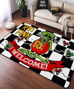 Welcome Rat Fink Rug Hot Rod Rug for Garage