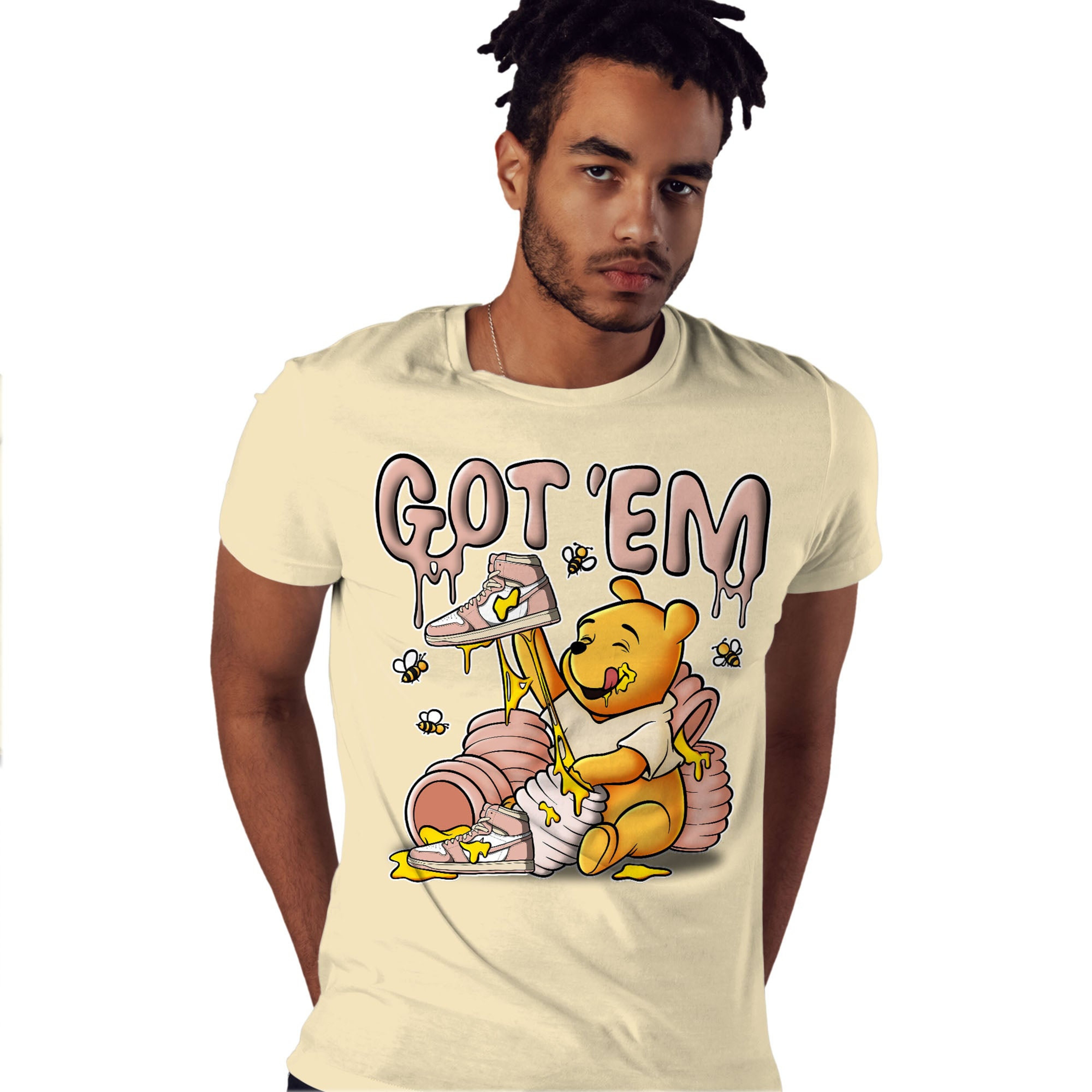 Winnie Pooh Got Em Shirt Match Jordan 1 OG Washed Pink Shirt In Color Nature