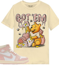 Winnie Pooh Got Em Shirt Match Jordan 1 OG Washed Pink Shirt In Color Nature