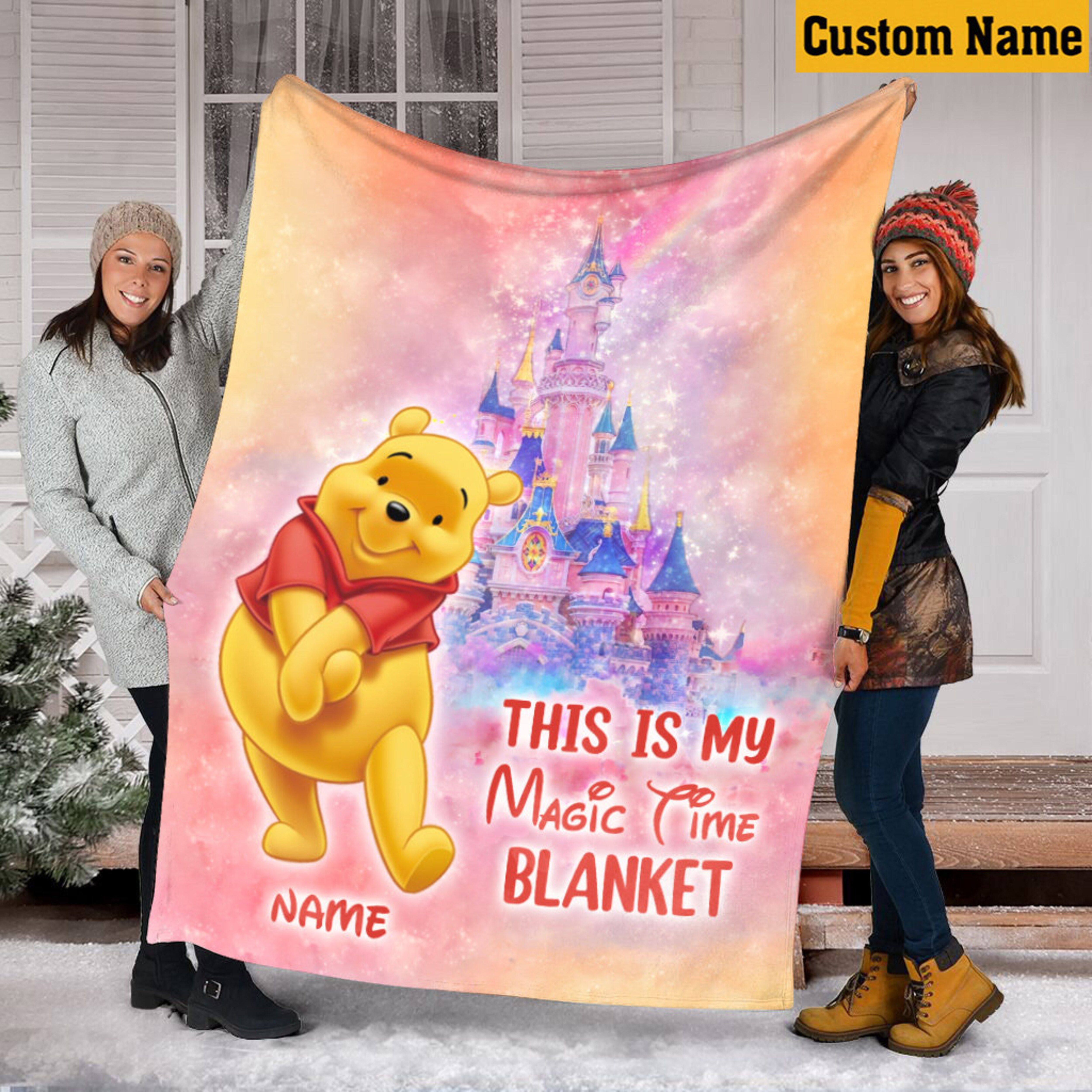 Winnie The Pooh Disney Sofa Blanket, WDW Blanket, Magic Kingdom Castle Cartoon Movie Blanket, Bedding Decor, Birthday Gift