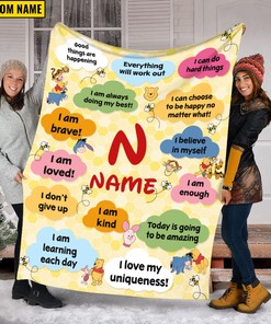 Winnie The Pooh Fleece Blanket, Pooh Tigger Piglet Throw Blanket for Bed Couch Sofa, Fleece Sherpa Blanket, Birthday Gift