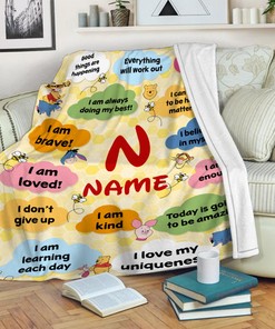 Winnie The Pooh Fleece Blanket, Pooh Tigger Piglet Throw Blanket for Bed Couch Sofa, Fleece Sherpa Blanket, Birthday Gift
