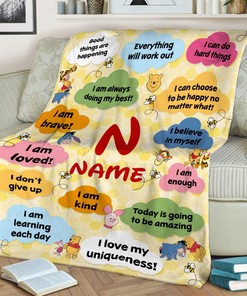 Winnie The Pooh Fleece Blanket, Pooh Tigger Piglet Throw Blanket for Bed Couch Sofa, Fleece Sherpa Blanket, Birthday Gift