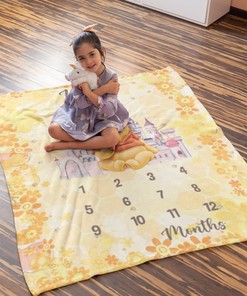 Winnie the Pooh Milestone Quilt Blanket - Custom Name Blanket for New Mom Baby Shower Gift