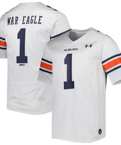 #1 Auburn Tigers Under Armour Team Wordmark Replica Football Jersey - White Ncaa