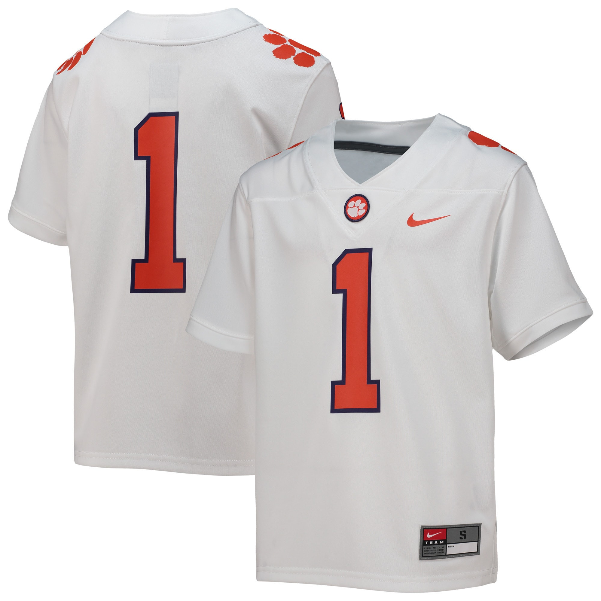 #1 Clemson Tigers Replica Football Jersey - White Ncaa