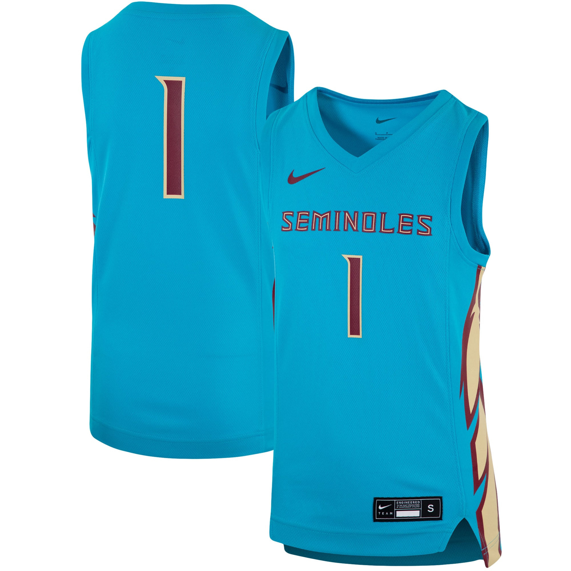 #1 Florida State Seminoles Team Replica Basketball Jersey - Turquoise Ncaa