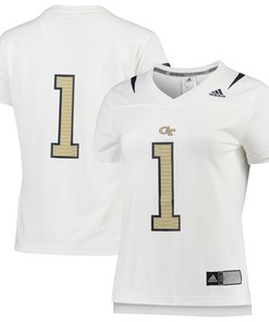 #1 Georgia Tech Yellow Jackets Adidas Womens Replica Football Jersey - White Ncaa