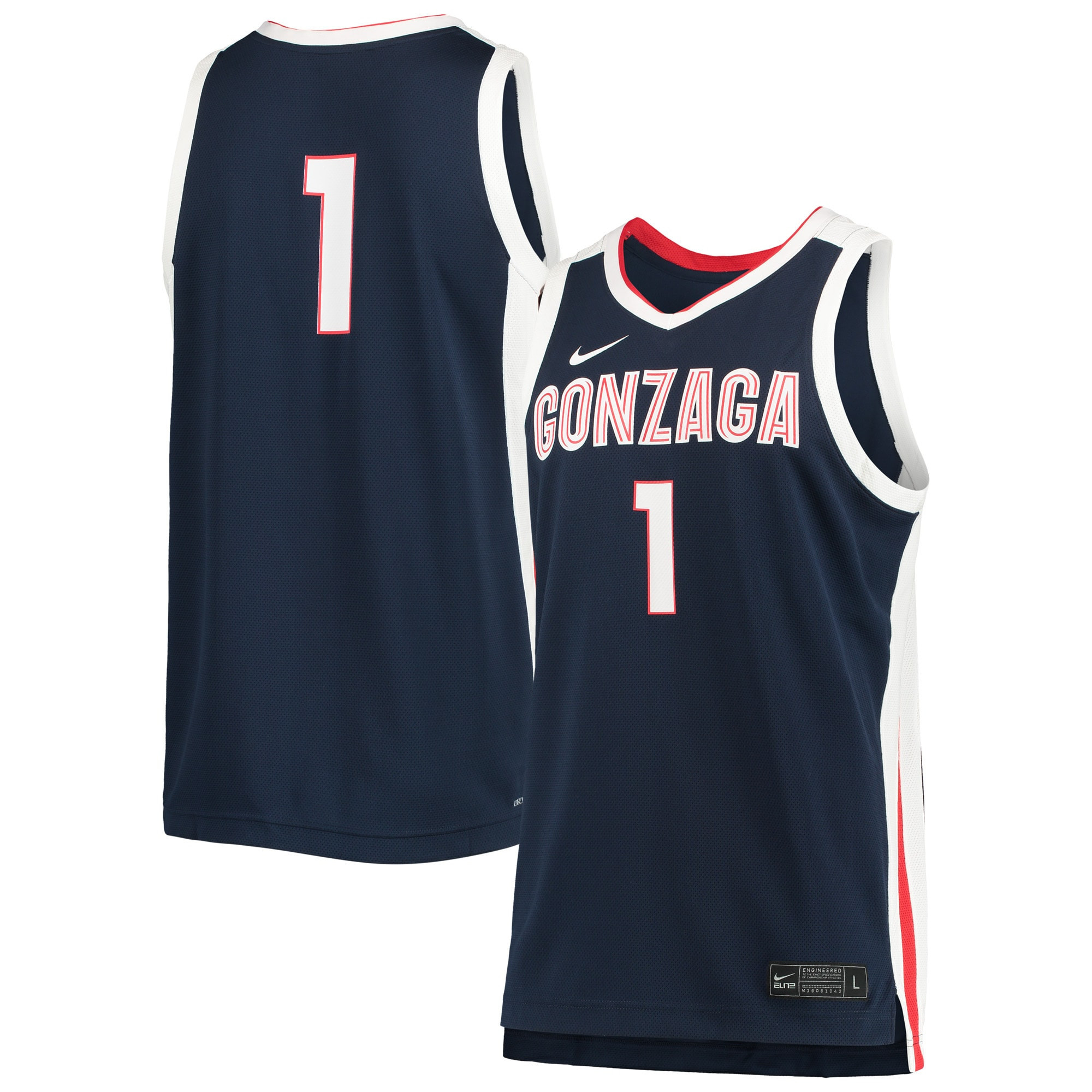 #1 Gonzaga Bulldogs Replica Basketball Jersey - Navy Ncaa