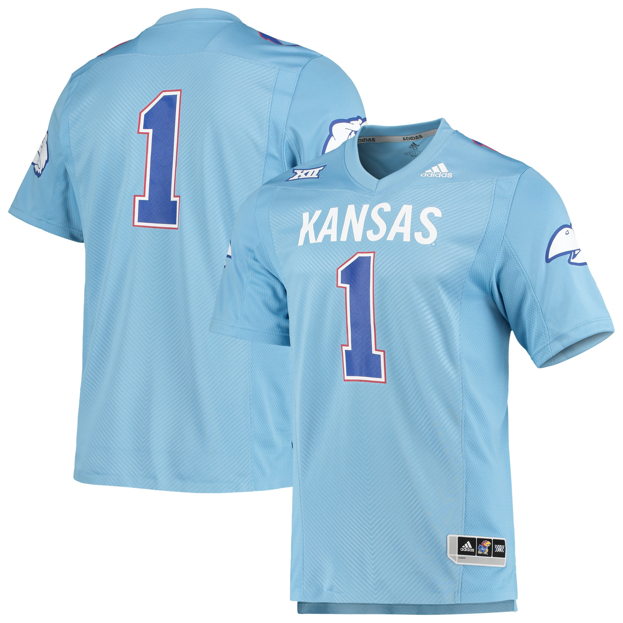 #1 Kansas Jayhawks Adidas Premier Strategy Jersey - Light Blue Ncaa