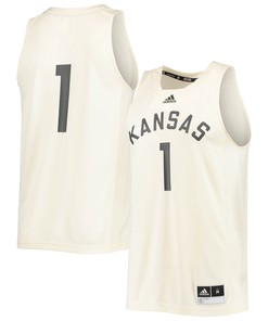 #1 Kansas Jayhawks Adidas Reverse Retro Jersey - Cream Ncaa