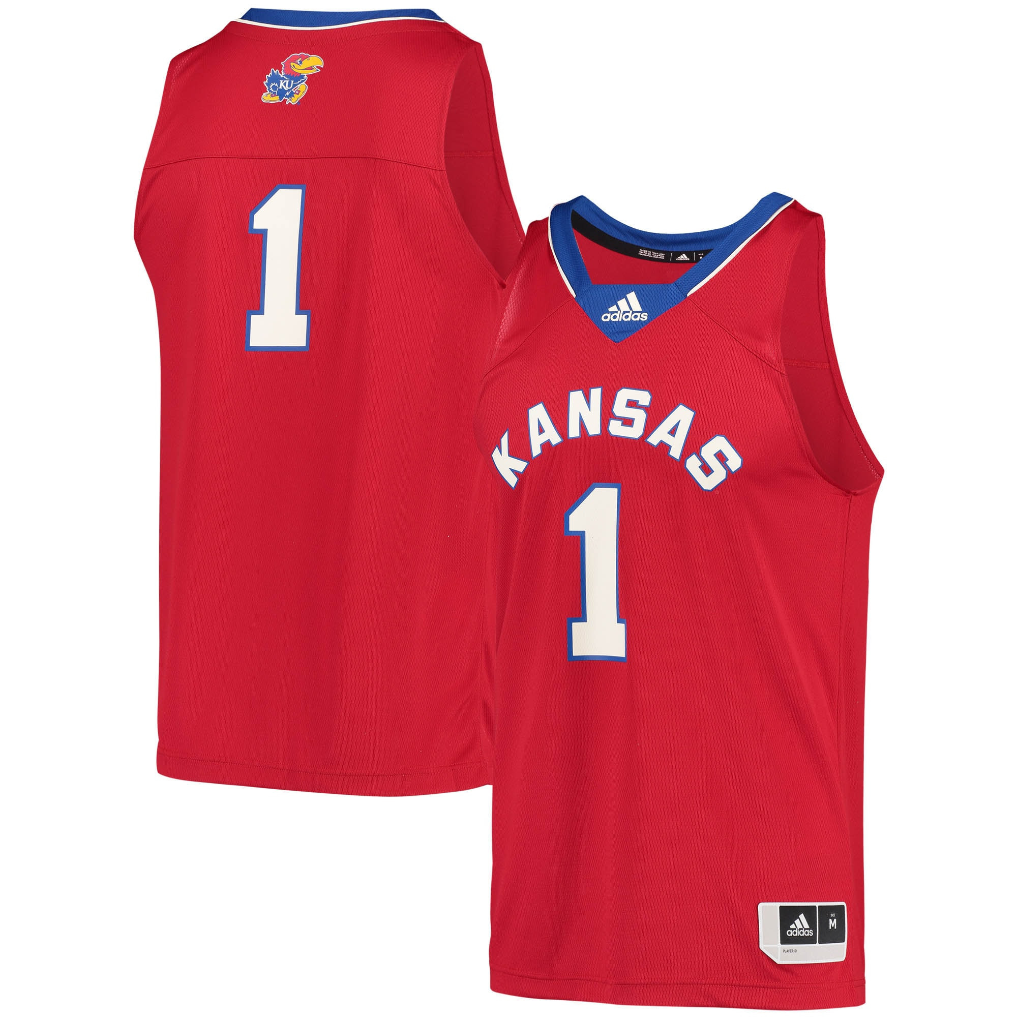 #1 Kansas Jayhawks Adidas Reverse Retro Jersey - Red Ncaa