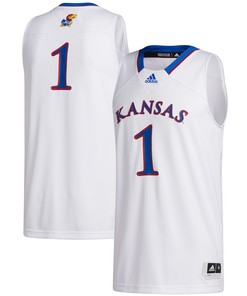 #1 Kansas Jayhawks Adidas Swingman Jersey - White Ncaa